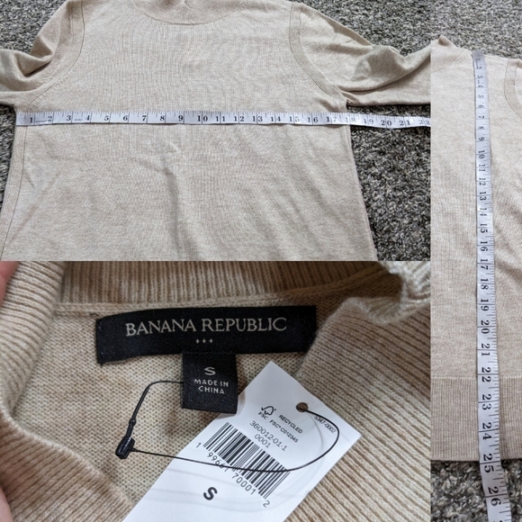 NWT Banana Republic Factory tan long sleeve lightweight wool blend sweater S - Picture 8 of 8